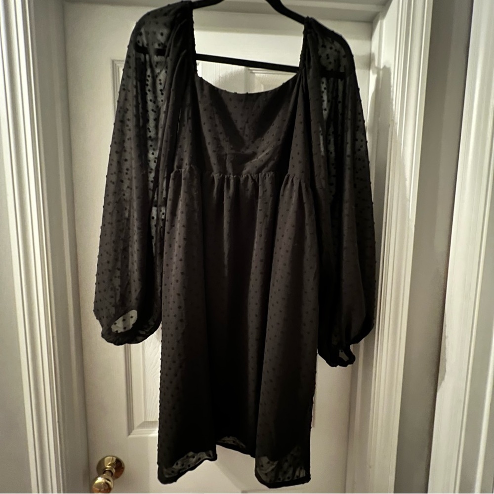 Amazon Black Mini Dress with Sheer Sleeves